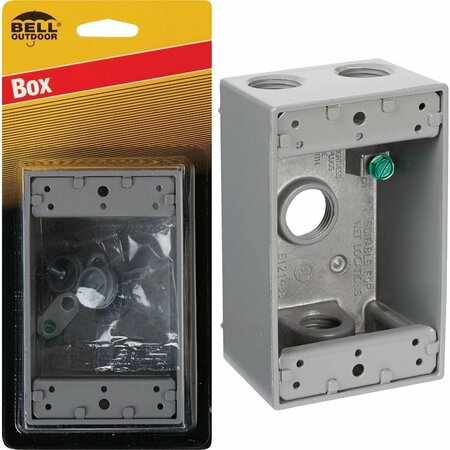 BELL Single Gang 1/2 In. 4-Outlet Gray Weatherproof Die-Cast Aluminum Outdoor Outlet Box 5321-5